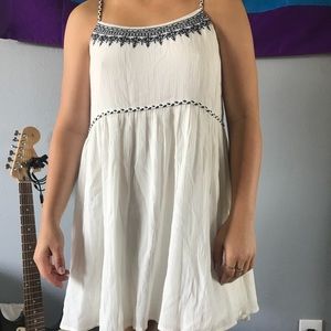 White babydoll dress w/ blue accents
